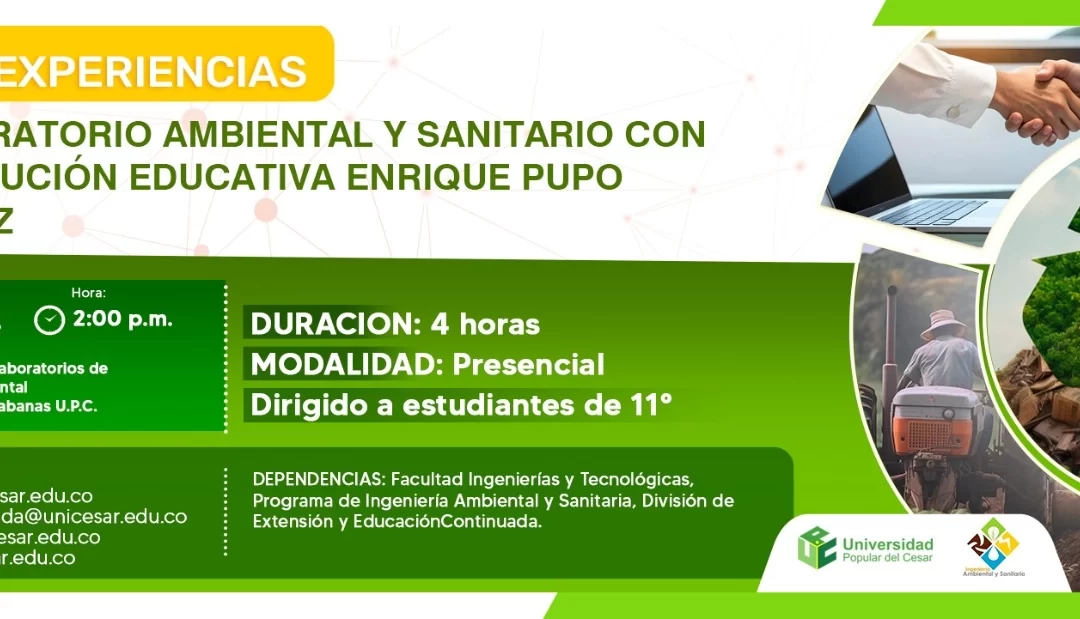 CURSO EXPERIENCIAS DE LABORATORIO AMBIENTAL Y SANITARIO CON LA INSTITUCIÓN EDUCATIVA ENRIQUE PUPO MARTÍNEZ