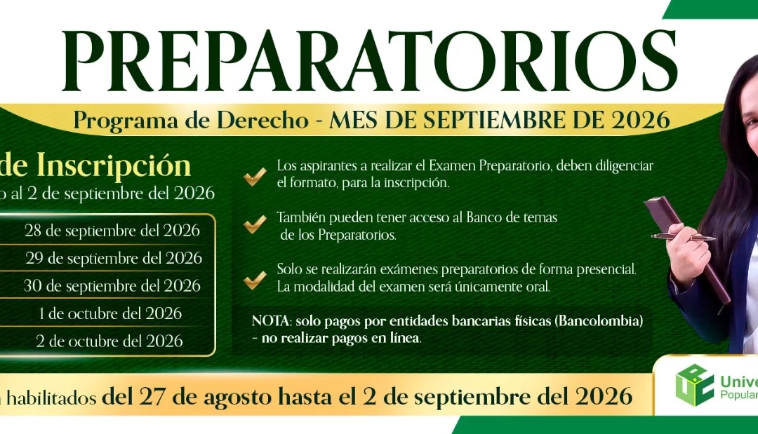 CALENDARIO EXÁMENES PREPARATORIOS SEPTIEMBRE DE 2026