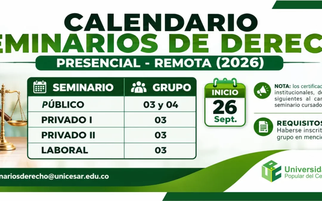 CALENDARIO SEMINARIOS DE DERECHO 2026