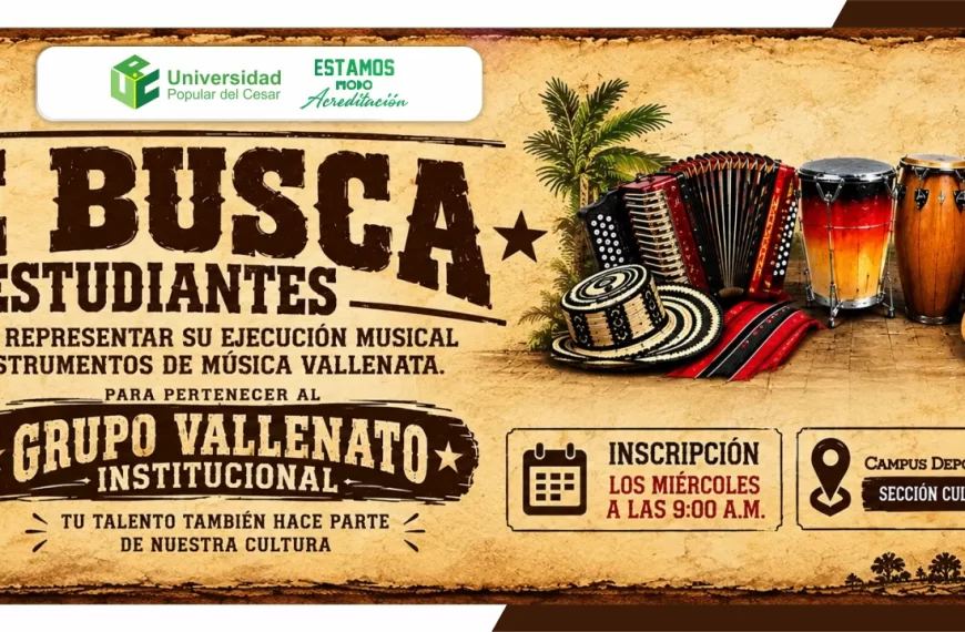 Se busca estudiantes que quieran representar su dirección musical en los instrumentos de nuestra vallenata. grupo vallenato institucional.