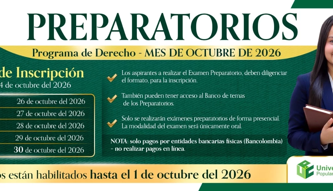 CALENDARIO EXÁMENES PREPARATORIOS OCTUBRE DE 2026